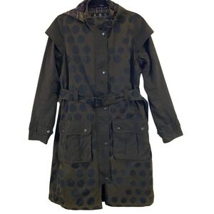 Christopher Raeburn Barbour Waxed 100% Cotton Trench Coat Jacket 8 Green Plaid